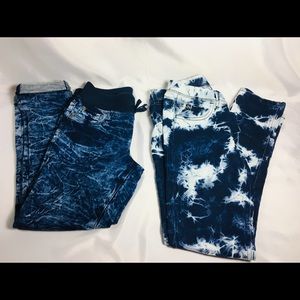 2 Pair Girls Stone Washed Jeggings Fits Size 10